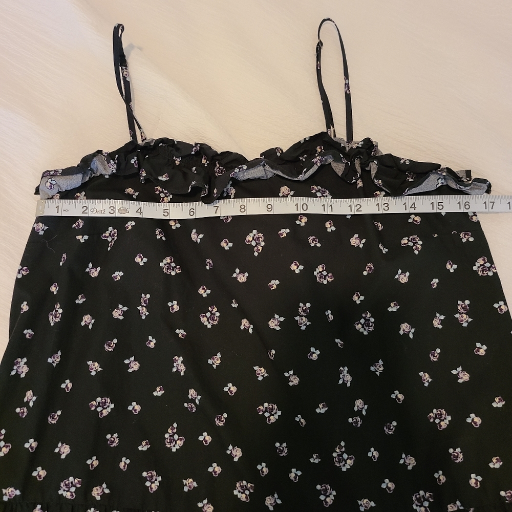 SOLD - Who What Wear Tiered Spaghetti Strap Floral Black Midi Dress with Pockets - Picture 9 of 11